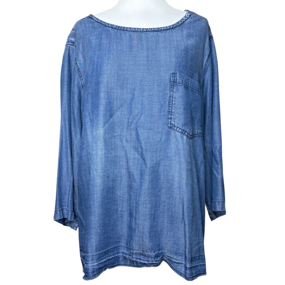 Alexander Jordan 3/4 sleeve Soft Denim Plus Size Top 2XL